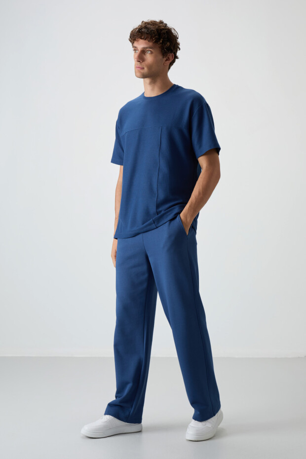 Parlament Waffle İnterlok Yüzeyi Dokulu Oversize Fit Basic Erkek T-Shirt - 88380 - 3