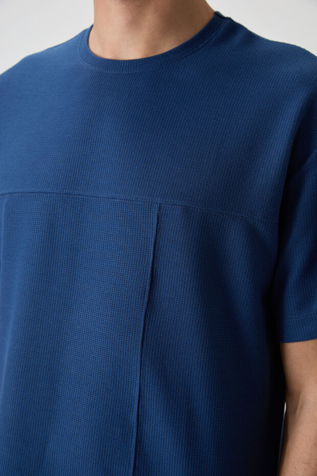 Parlament Waffle İnterlok Yüzeyi Dokulu Oversize Fit Basic Erkek T-Shirt - 88380 - 4