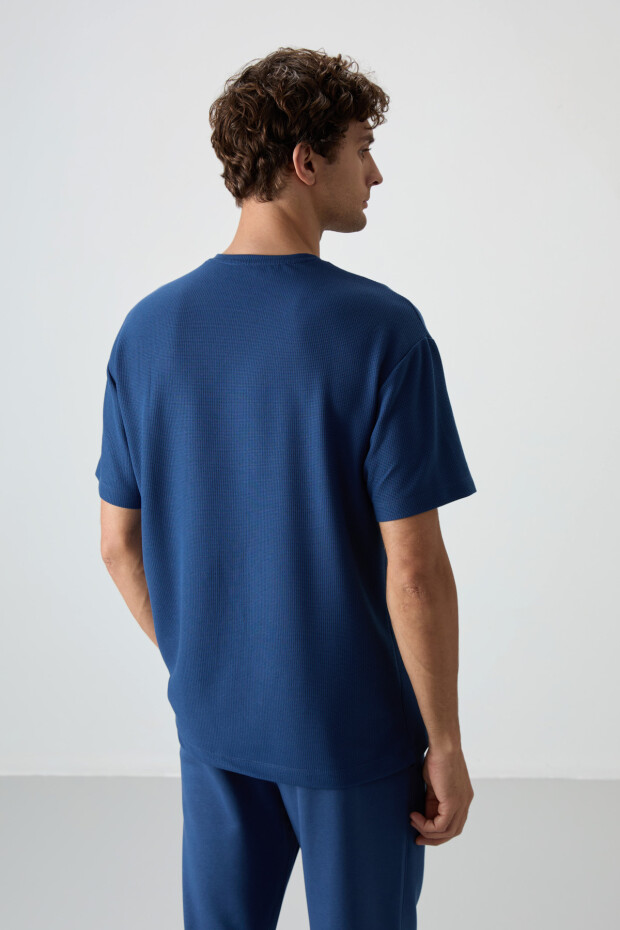 Parlament Waffle İnterlok Yüzeyi Dokulu Oversize Fit Basic Erkek T-Shirt - 88380 - 6