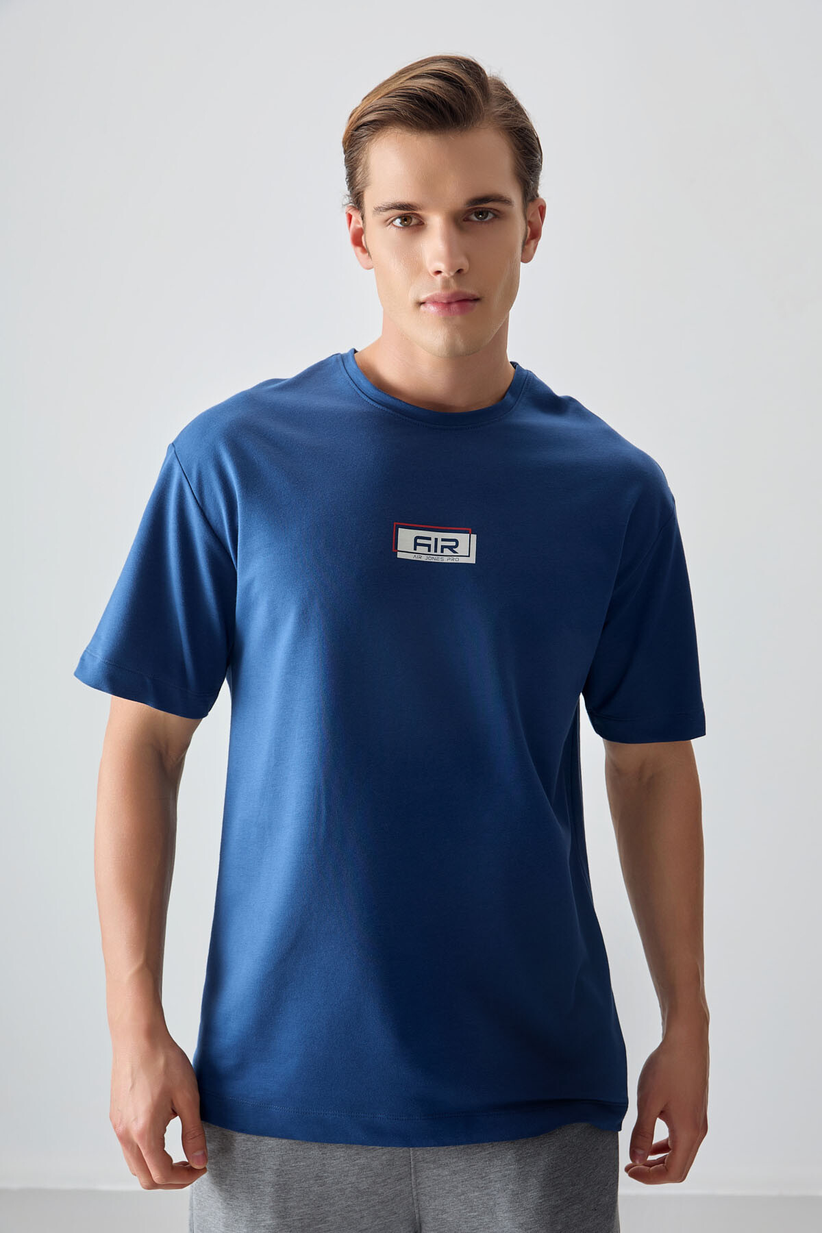 Parlament Pamuklu Kalın Yumuşak Dokulu Oversize Fit Baskılı Erkek T-Shirt - 88376 - Air Jones