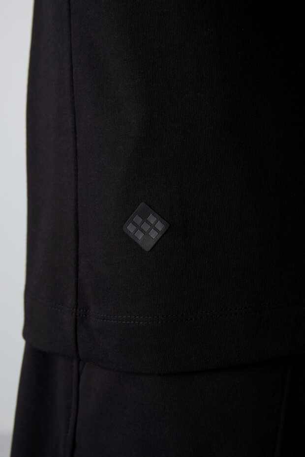 Siyah Pamuklu Kalın Yumuşak Dokulu Oversize Fit Baskılı Erkek T-Shirt - 88332 - 5