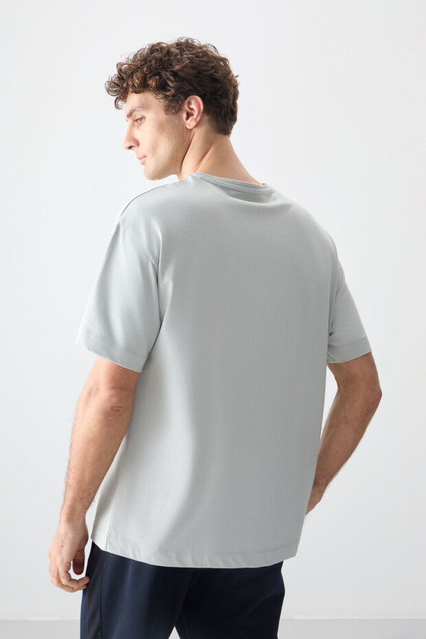 Taş %100 Pamuk Kalın Yumuşak Dokulu Oversize Fit Basic Erkek T-Shirt - 88353 - 6