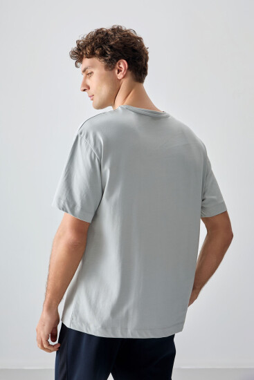 Taş %100 Pamuk Kalın Yumuşak Dokulu Oversize Fit Basic Erkek T-Shirt - 88353 - Thumbnail