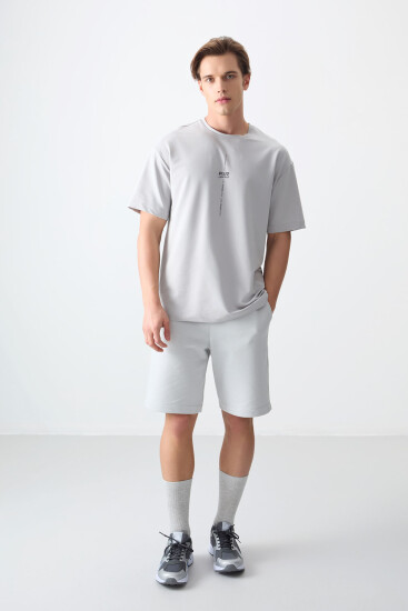 Taş Pamuklu Kalın Yumuşak Dokulu Oversize Fit Baskılı Erkek T-Shirt - 88373 - Air Jones (1)