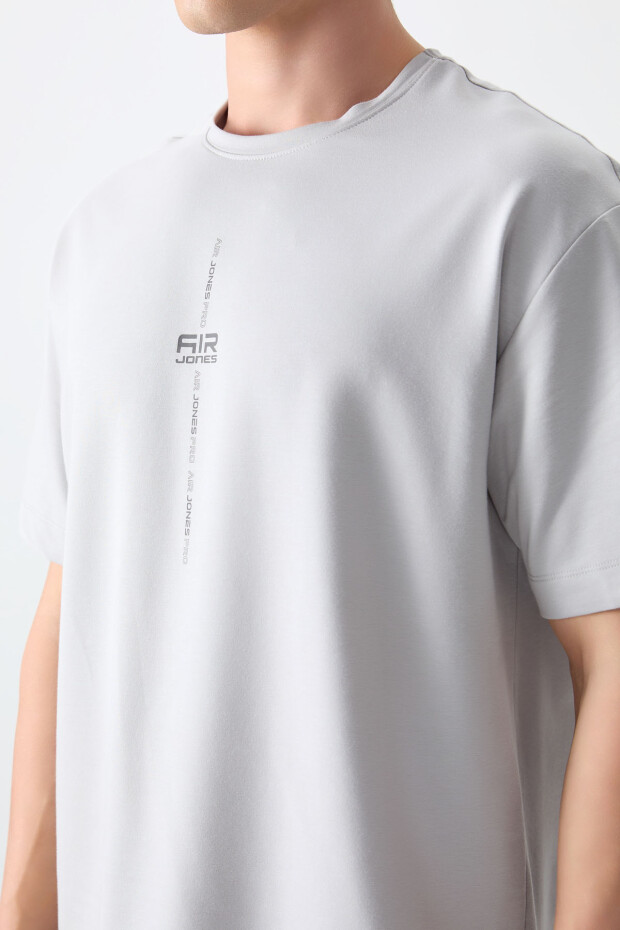 Taş Pamuklu Kalın Yumuşak Dokulu Oversize Fit Baskılı Erkek T-Shirt - 88373