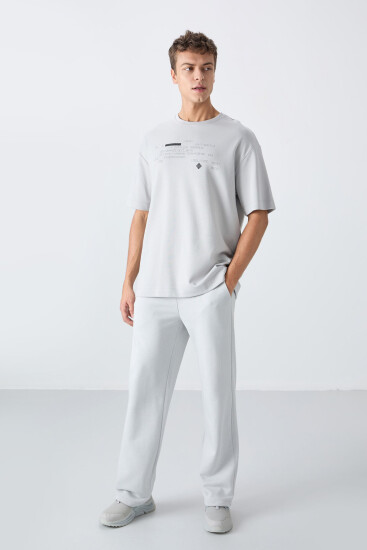 Taş Pamuklu Kalın Yumuşak Dokulu Oversize Fit Baskılı Erkek T-Shirt - 88326 - TOMMYLIFE (1)