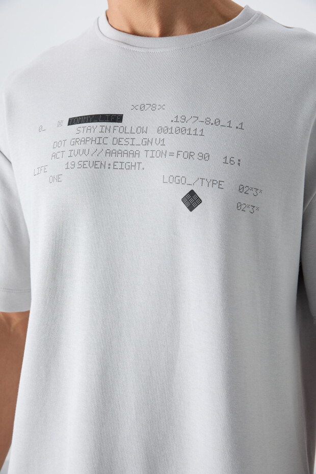 Taş Pamuklu Kalın Yumuşak Dokulu Oversize Fit Baskılı Erkek T-Shirt - 88326