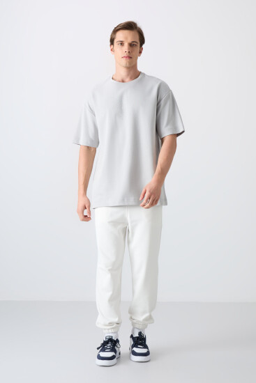 Taş Pamuklu Kalın Yumuşak Dokulu Oversize Fit Baskılı Erkek T-Shirt - 88324 - TOMMYLIFE (1)