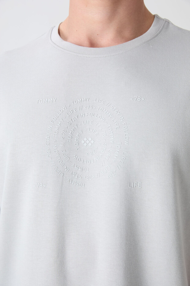 Taş Pamuklu Kalın Yumuşak Dokulu Oversize Fit Baskılı Erkek T-Shirt - 88324