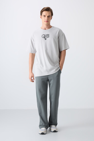 Taş Pamuklu Kalın Yumuşak Dokulu Oversize Fit Baskılı Erkek T-Shirt - 88333 - TOMMYLIFE (1)