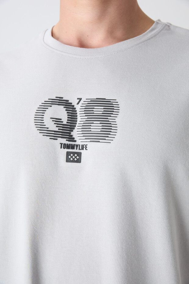 Taş Pamuklu Kalın Yumuşak Dokulu Oversize Fit Baskılı Erkek T-Shirt - 88333 - 3