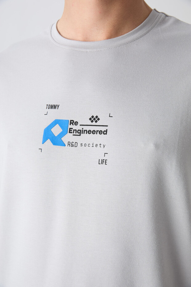 Taş Pamuklu Kalın Yumuşak Dokulu Oversize Fit Baskılı Erkek T-Shirt - 88350
