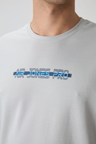 Taş Pamuklu Kalın Yüzeyi Dokulu Oversize Fit Baskılı Erkek T-Shirt - 88365 - Air Jones (1)