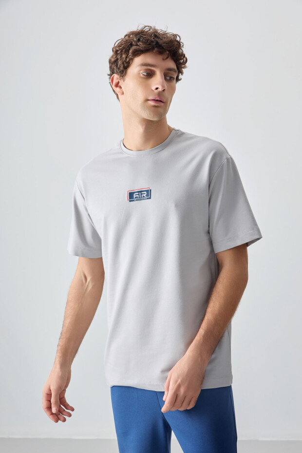 Taş Pamuklu Kalın Yumuşak Dokulu Oversize Fit Baskılı Erkek T-Shirt - 88376
