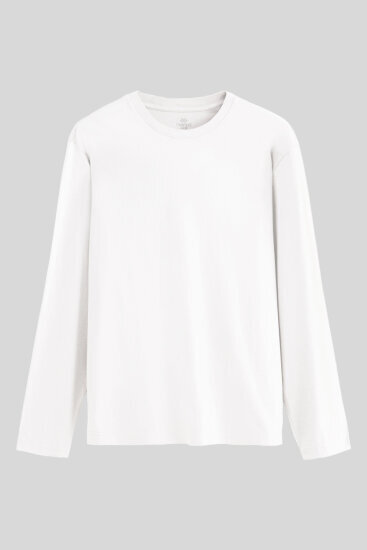Beyaz Standart Fit Basic O Yaka Erkek Sweatshirt - 87997 
