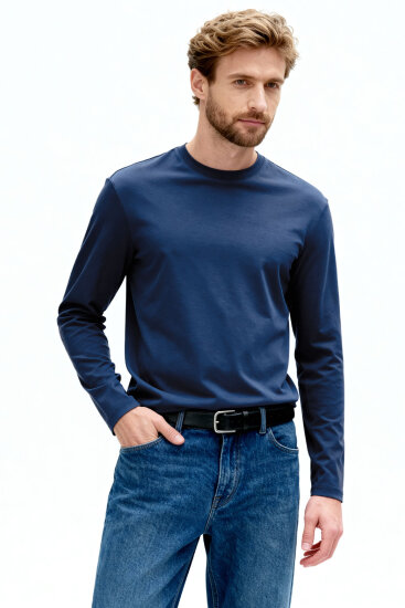 İndigo Standart Fit Basic O Yaka Uzun Kollu İnce Erkek T-Shirt - 87997 