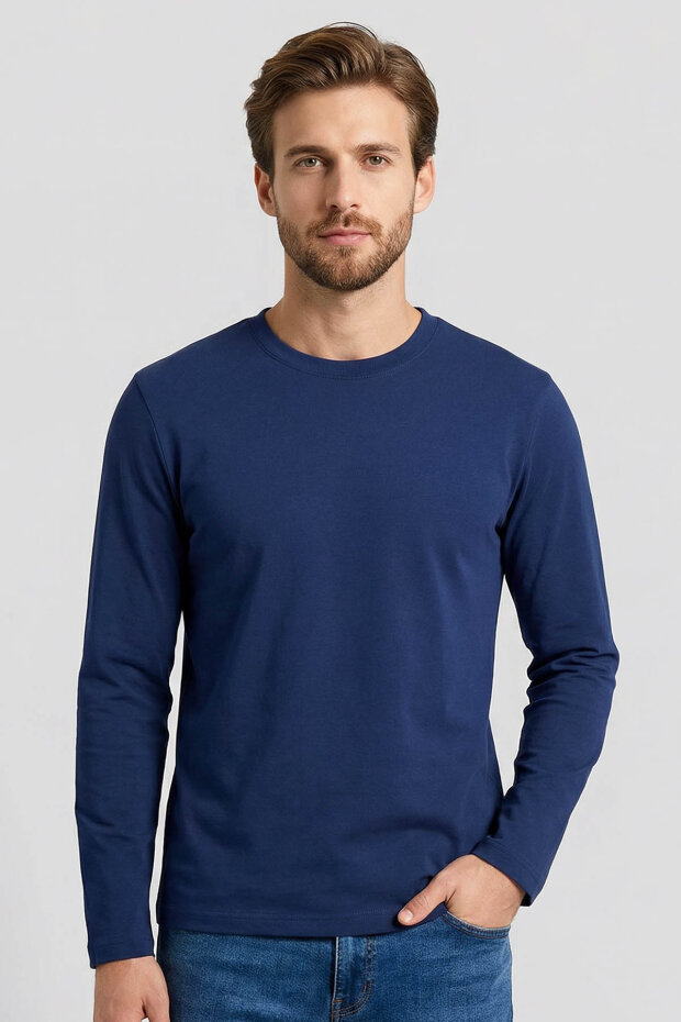 İndigo Standart Fit Basic O Yaka Uzun Kollu İnce Erkek T-Shirt - 87997 - 1