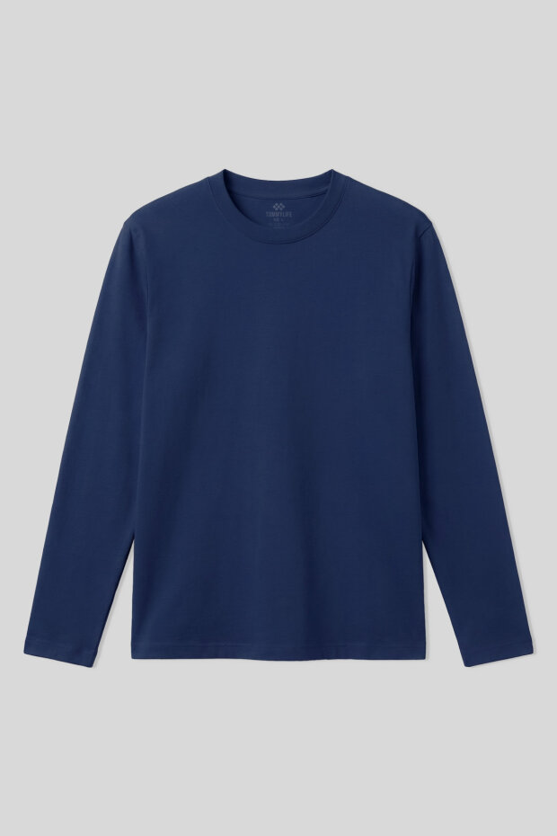 İndigo Standart Fit Basic O Yaka Uzun Kollu İnce Erkek T-Shirt - 87997 - 2