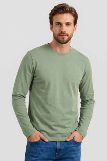 Kaktüs Standart Fit Basic O Yaka Uzun Kollu İnce Erkek T-Shirt - 87997 