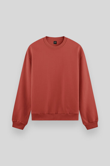 Kiremit Basic O Yaka Rahat Form Erkek Sweatshirt - 88053 