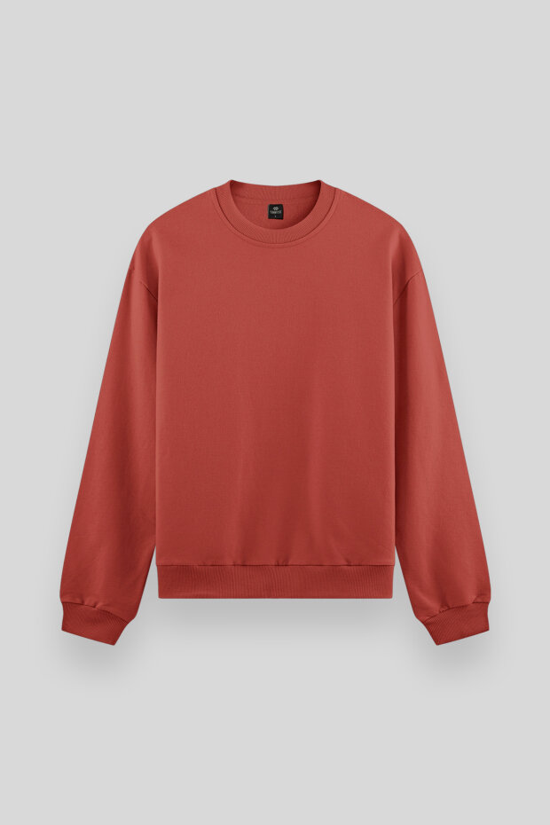 Kiremit Basic O Yaka Rahat Form Erkek Sweatshirt - 88053 - 1