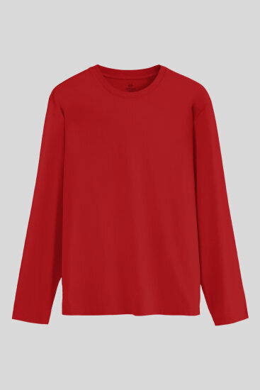 Kırmızı Standart Fit Basic O Yaka Erkek Sweatshirt - 87997 