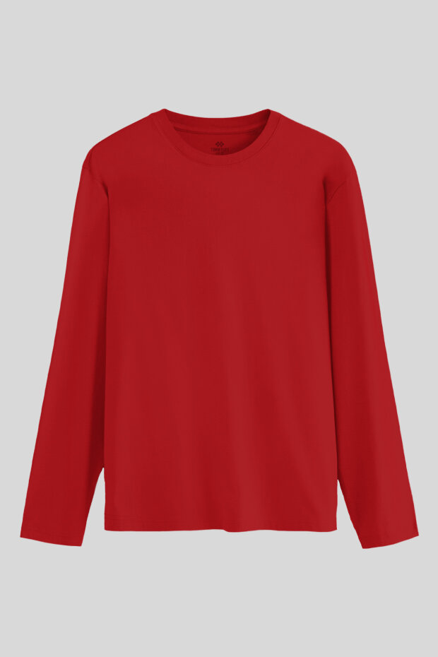Kırmızı Standart Fit Basic O Yaka Erkek Sweatshirt - 87997 - 1