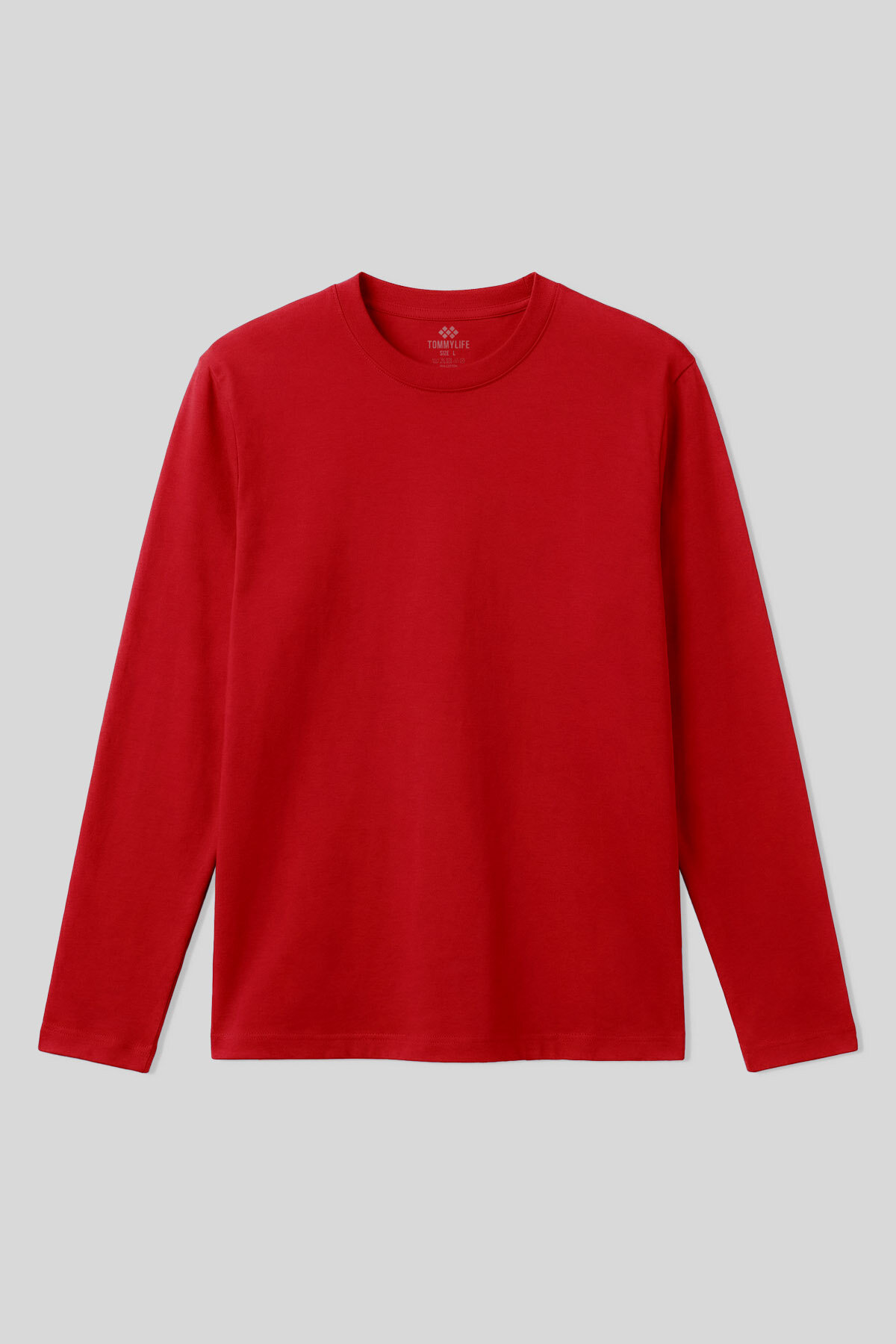 Kırmızı Standart Fit Basic O Yaka Uzun Kollu İnce Erkek T-Shirt - 87997 - TOMMYLIFE (1)