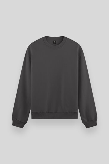 Koyu Gri Basic O Yaka Rahat Form Erkek Sweatshirt - 88053 
