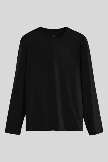Siyah Standart Fit Basic O Yaka Erkek Sweatshirt - 87997 