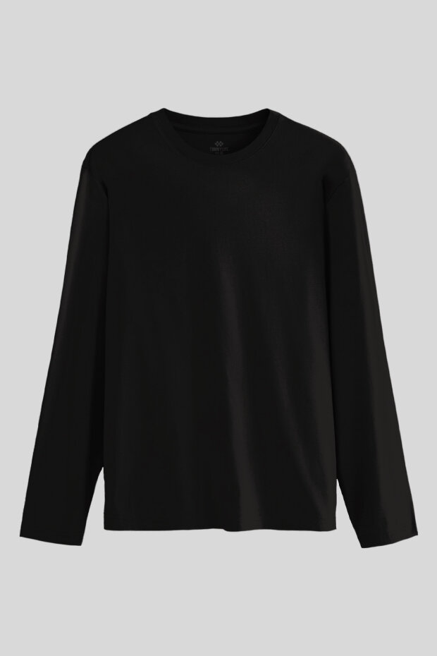 Siyah Standart Fit Basic O Yaka Erkek Sweatshirt - 87997 - 1