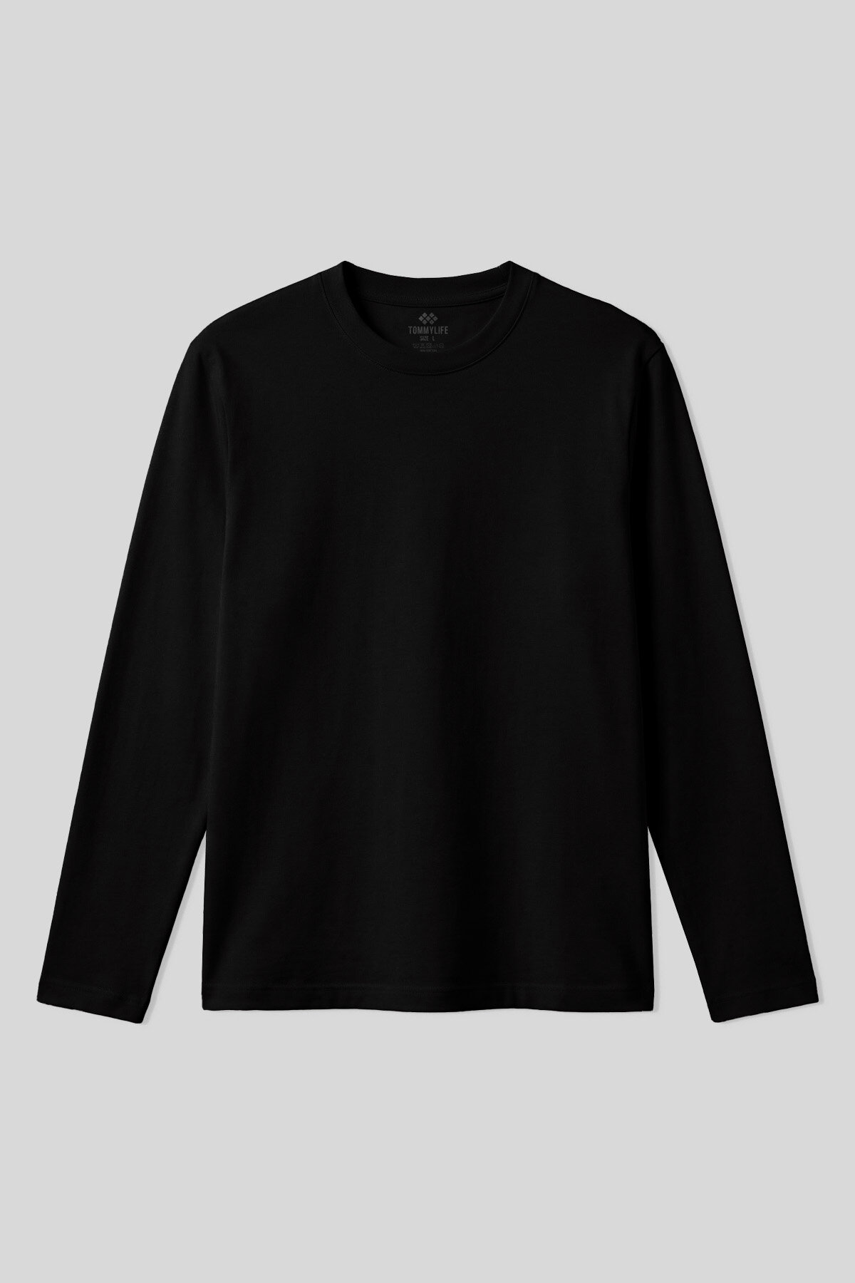 Siyah Standart Fit Basic O Yaka Uzun Kollu İnce Erkek T-Shirt - 87997 - TOMMYLIFE (1)