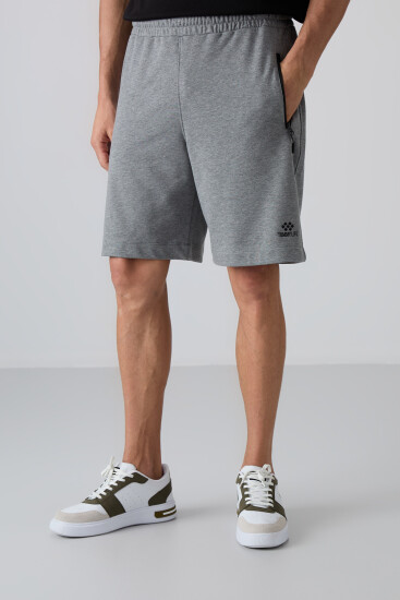 Gri Melanj Pamuklu Kalın Yumuşak Dokulu Comfort Fit Basic Erkek Şort - 81259 - TOMMYLIFE (1)