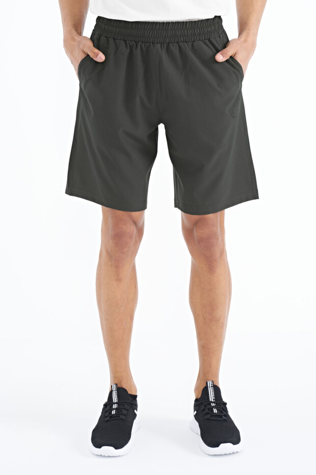 Haki Yan Cep Detaylı Lastikli Erkek Şort - 81238 - 2