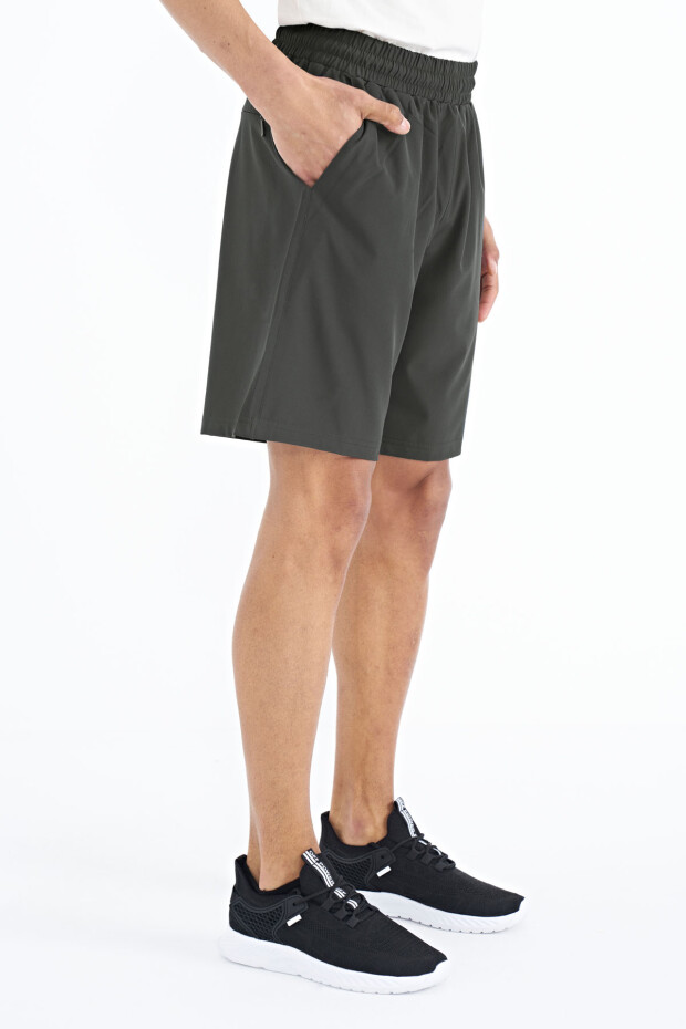 Haki Yan Cep Detaylı Lastikli Erkek Şort - 81238 - 3