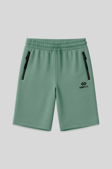 Açık Yeşil Gizli Fermuar Arka Cepli Bağcıklı Standart Kalıp Erkek Şort - 81136 