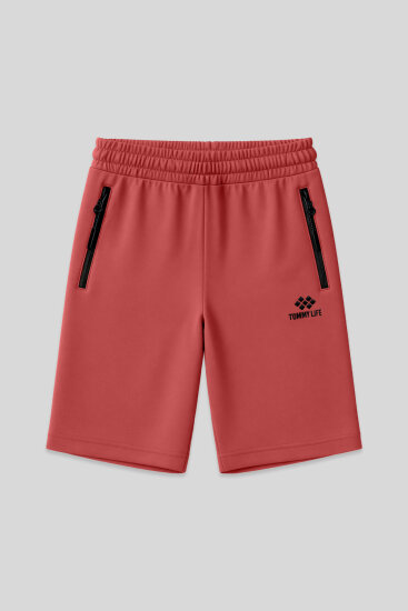 Kiremit Gizli Fermuar Arka Cepli Bağcıklı Standart Kalıp Erkek Şort - 81136 