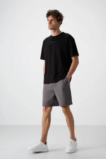 Koyu Gri Pamuklu Kalın Yumuşak Dokulu Comfort Fit Basic Erkek Şort - 81274 - Air Jones (1)