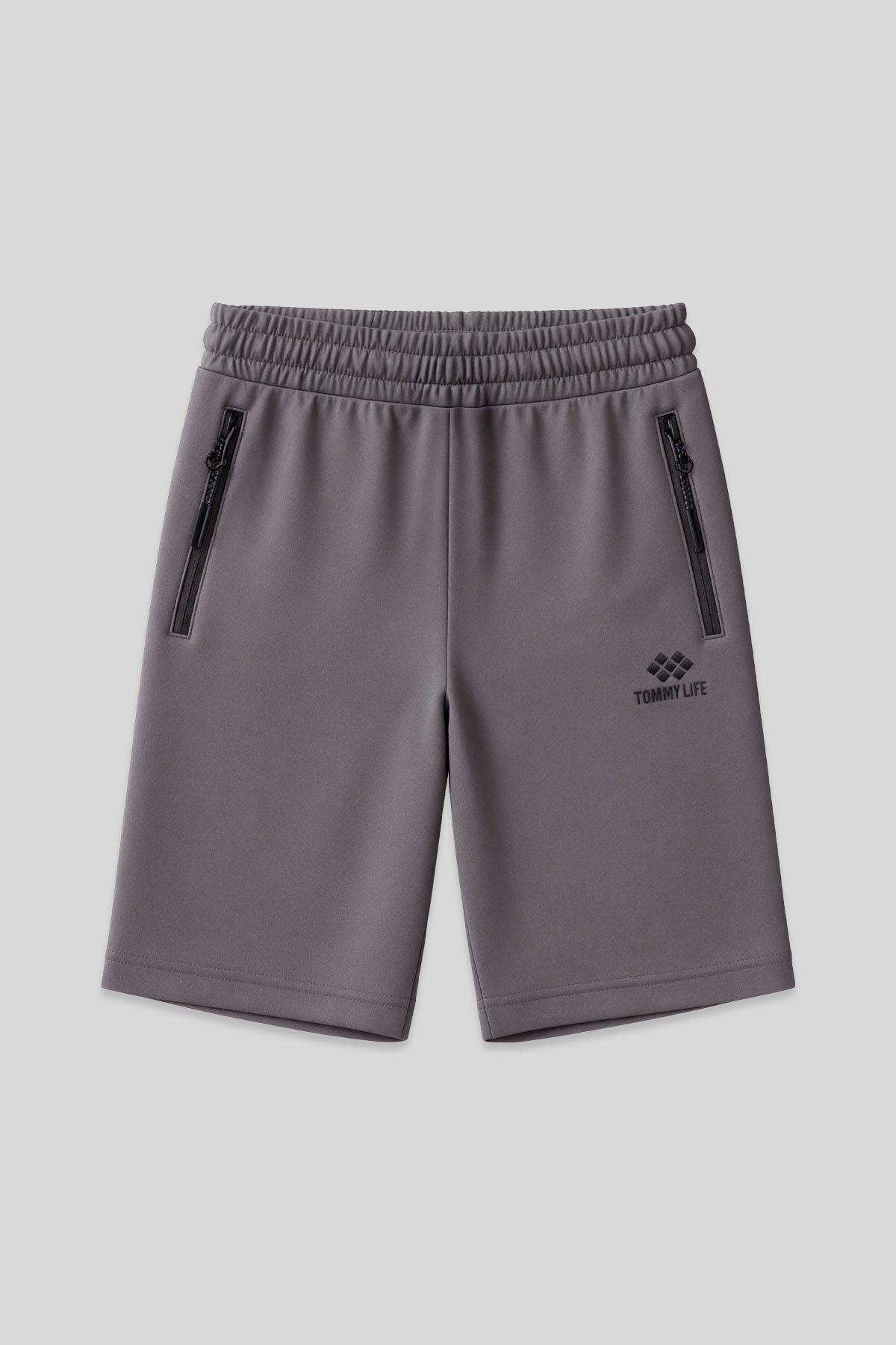 Koyu Gri Gizli Fermuar Arka Cepli Bağcıklı Standart Kalıp Erkek Şort - 81136 - TOMMYLIFE