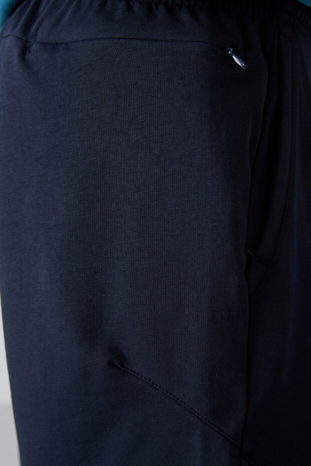 Lacivert Pamuklu Kalın Yumuşak Dokulu Comfort Fit Baskılı Erkek Şort - 81263 - 4