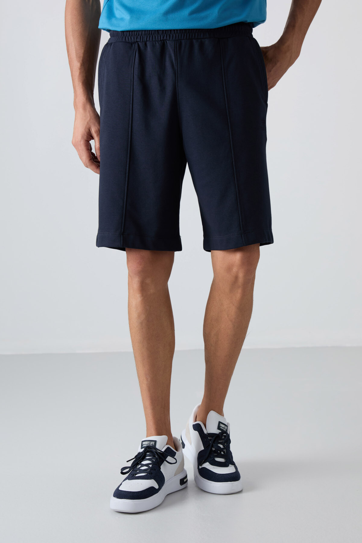 Lacivert Pamuklu Kalın Yumuşak Dokulu Comfort Fit Basic Erkek Şort - 81261 - TOMMYLIFE (1)