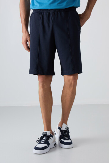 Lacivert Pamuklu Kalın Yumuşak Dokulu Comfort Fit Basic Erkek Şort - 81261 - TOMMYLIFE (1)