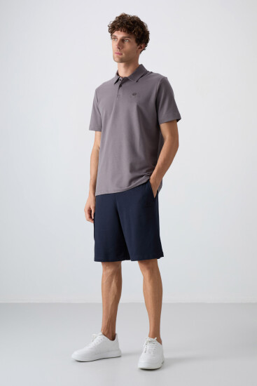 Lacivert Pamuklu Kalın Yumuşak Dokulu Comfort Fit Baskılı Erkek Şort - 81266 - TOMMYLIFE