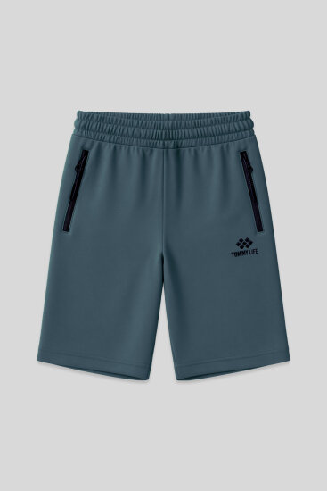 Orman Yeşili Gizli Fermuar Arka Cepli Bağcıklı Standart Kalıp Erkek Şort - 81136 