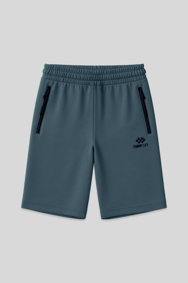 Orman Yeşili Gizli Fermuar Arka Cepli Bağcıklı Standart Kalıp Erkek Şort - 81136 - 1