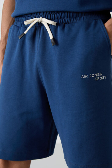 Parlament Pamuklu Kalın Yumuşak Dokulu Oversize Fit Nakışlı Erkek Şort Takım - 85250 - Air Jones (1)