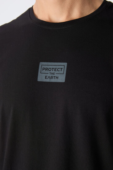 Siyah Pamuklu Yumuşak Dokulu Standart Fit Baskılı Erkek Şortlu Takım - 85243 - TOMMYLIFE (1)