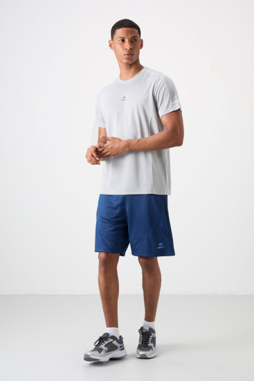 Gri Nefes Alan Dokulu İnce Esnek Standart Fit Erkek Performans T-Shirt - 88390 - TOMMYLIFE (1)