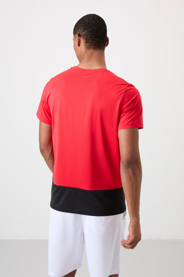 Kırmızı Polyester Nefes Alan Dokulu İnce Esnek Standart Fit Erkek Performans T-Shirt - 88383