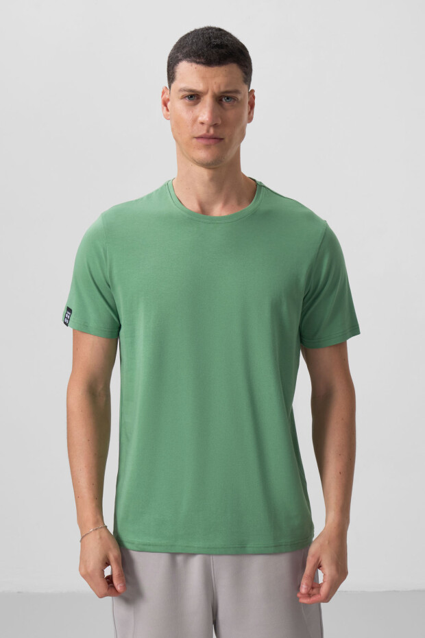 Pastel Yeşil Erkek Basic Kısa Kol Standart Kalıp O Yaka T-shirt - 87911 - 2